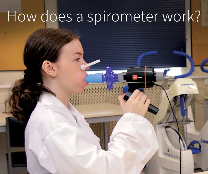 Student using Spirometer Sensor